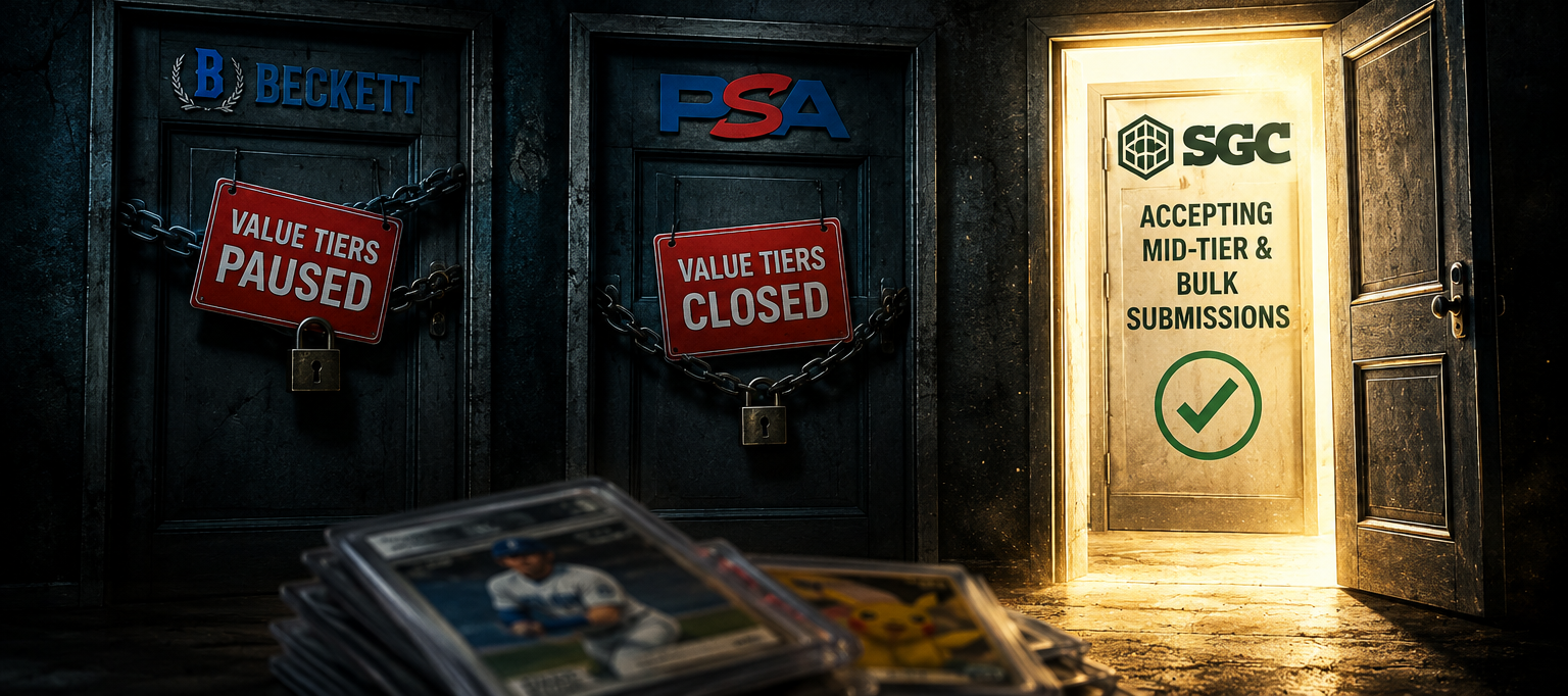 Beckett Closed Its Two Cheapest Grading Tiers. The Company That Owns SGC Also Owns Beckett.