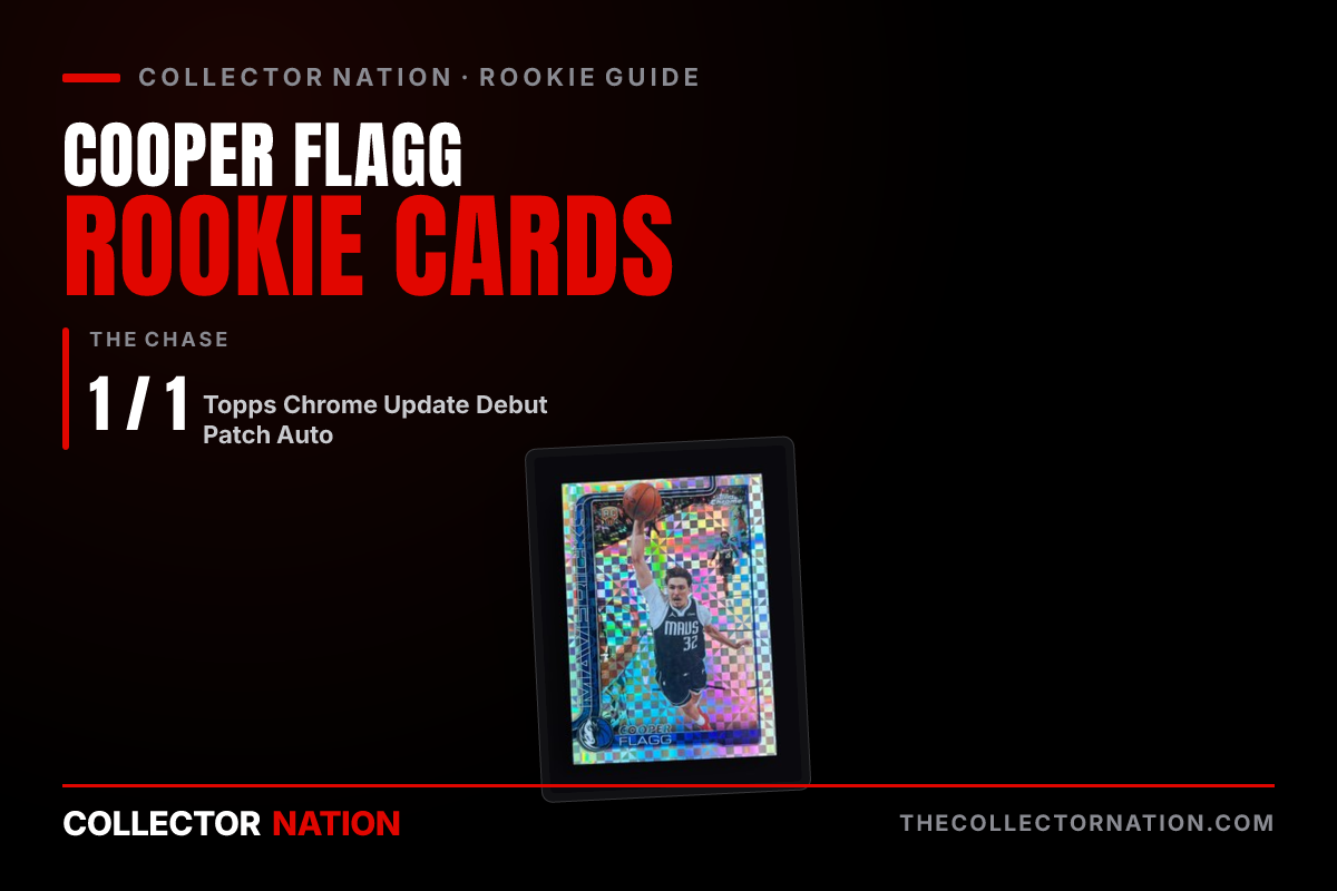 Collector Nation guide to the Cooper Flagg rookie cards, featuring his 2025-26 Topps Chrome rookie.