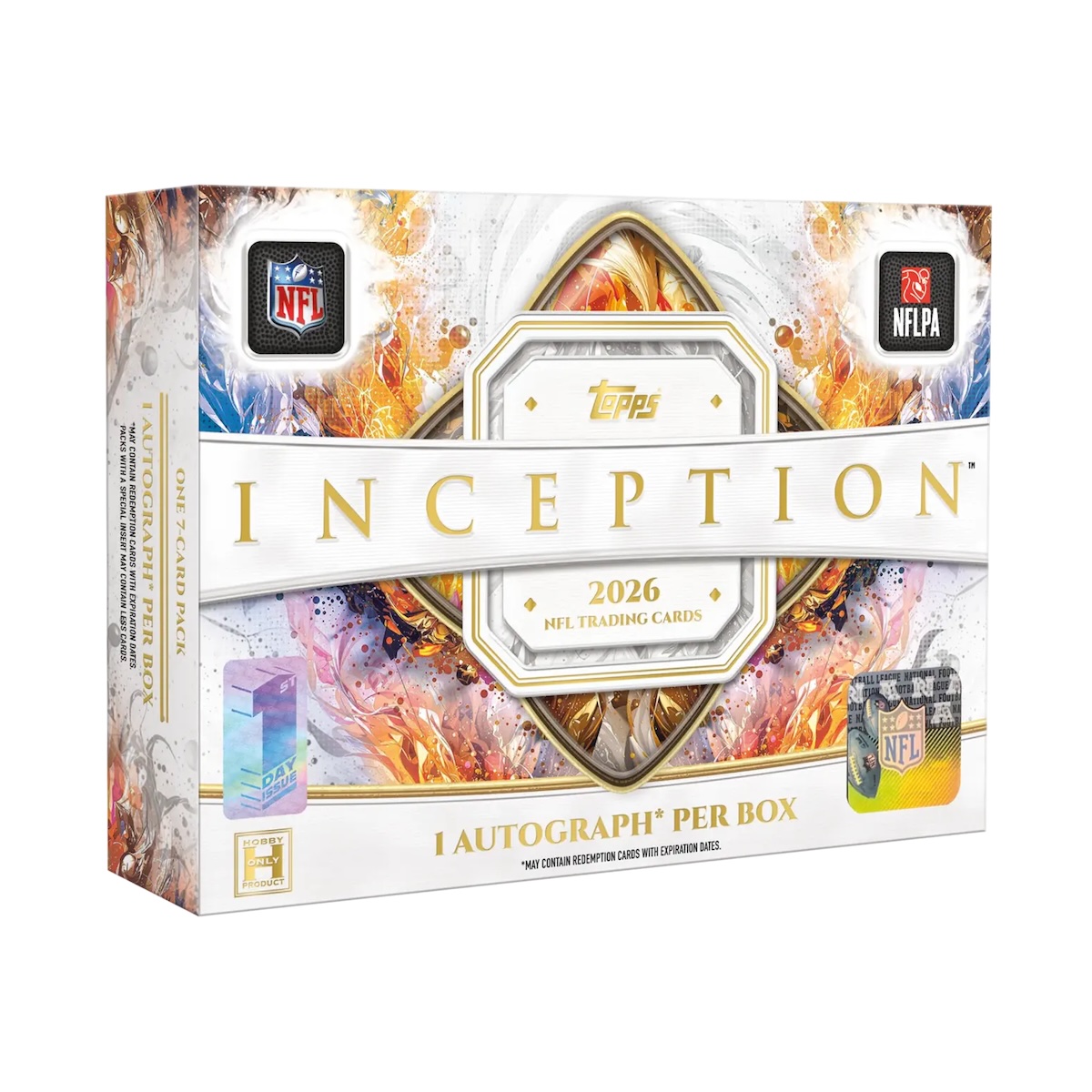 2026 Topps Inception Football Hobby Box 產品圖（The Collector Nation 零售／發行資料網站圖片，非 Topps 官方主機圖）