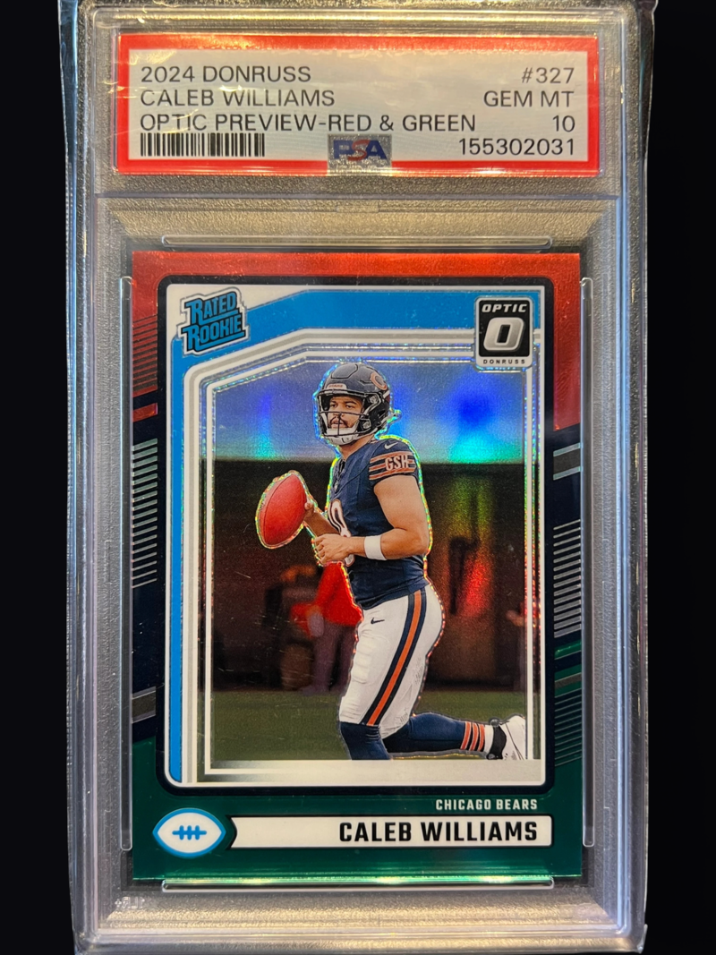 2024 Panini Donruss Optic Caleb Williams Optic Preview Red Green PSA 10 #327 Bears
