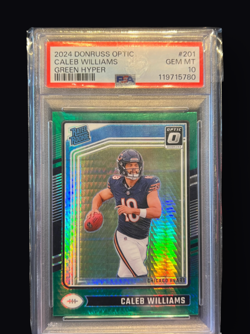 2024 Panini Donruss Optic Green Hyper Prizm #201 Caleb Williams RC Rookie PSA 10