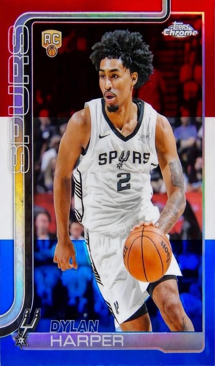 2025 Topps Chrome Basketball Dylan Harper Red White and Blue Refractor #252