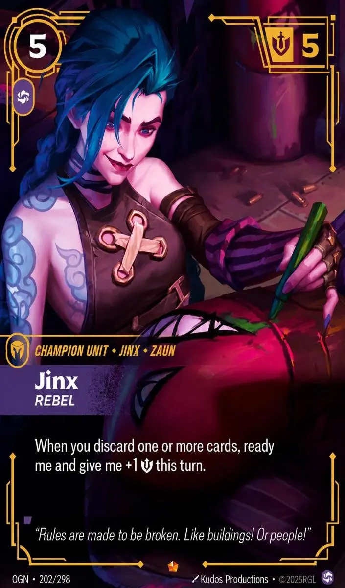 2025 Riftbound Origins Jinx - Rebel #202