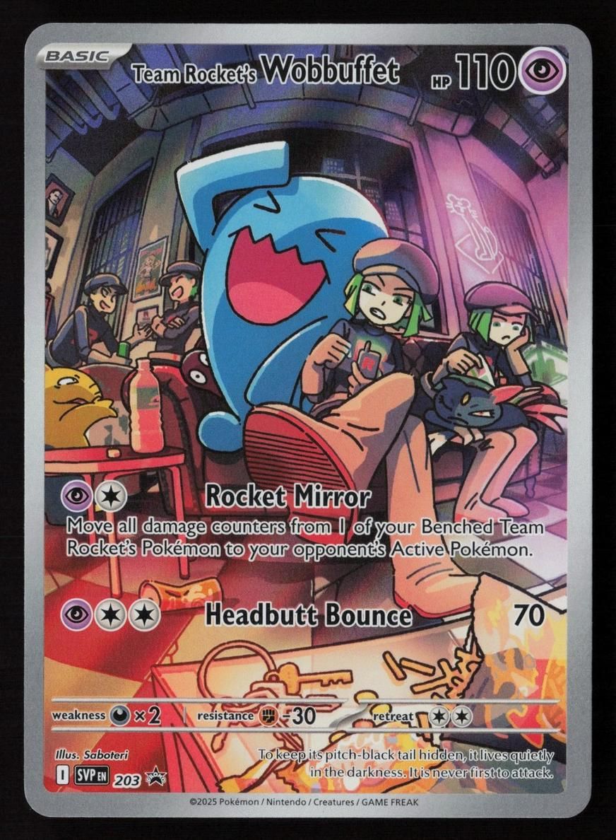 2025 Pokemon Scarlet & Violet Black Star Promos Team Rocket's Wobbuffet Pokemon Center #203
