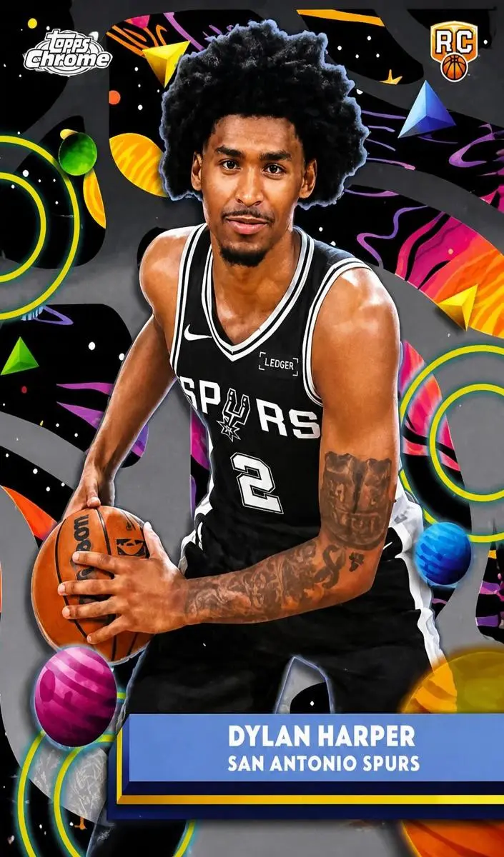 2025 Topps Cosmic Chrome Basketball Dylan Harper Aqua Equinox Refractor #186