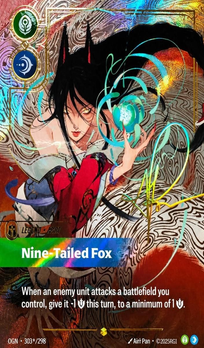2025 Riftbound Origins Ahri - Nine-Tailed Fox Signature #303 PSA 10