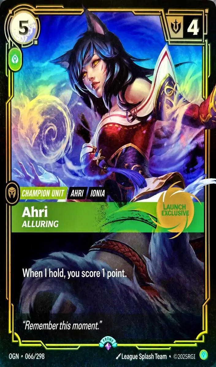 2025 Riftbound Origins Ahri - Alluring Launch Promo #66