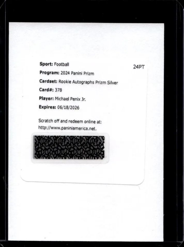 2024 Panini Prizm Football Rookie Auto Prizms Silver Michael Penix Jr. Silver #378
