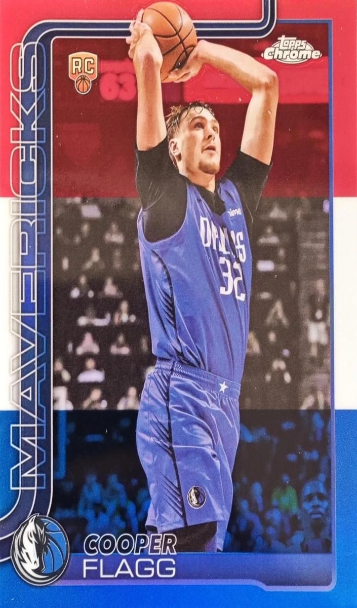 2025 Topps Chrome Basketball Cooper Flagg Red White and Blue Refractor #251