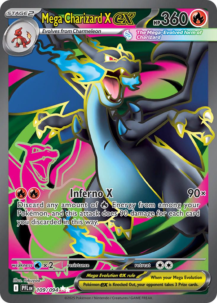 2025 Pokemon Mega Evolution Phantasmal Flames Mega Charizard X EX #109
