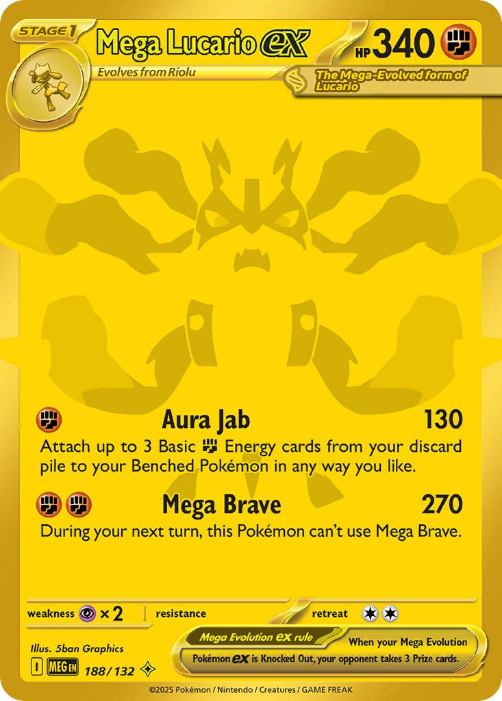 2025 Pokemon Mega Evolution Mega Lucario EX #188