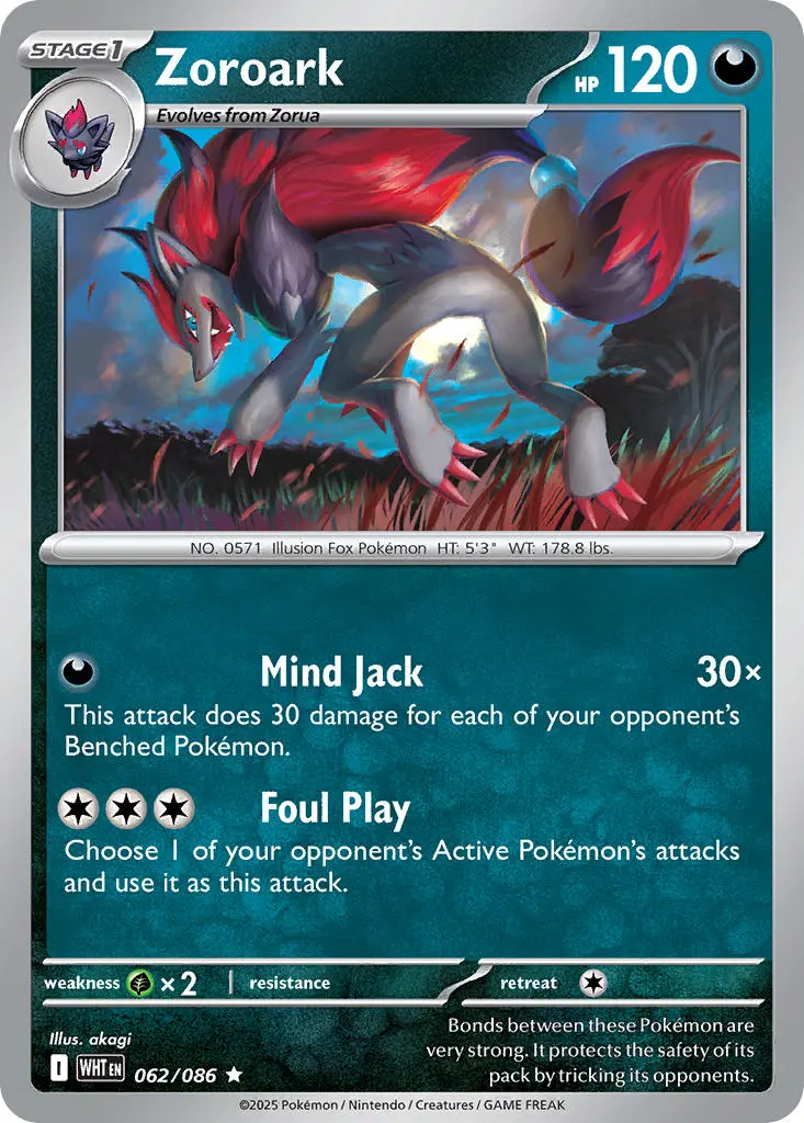 2025 Pokemon Scarlet & Violet White Flare Zoroark #62