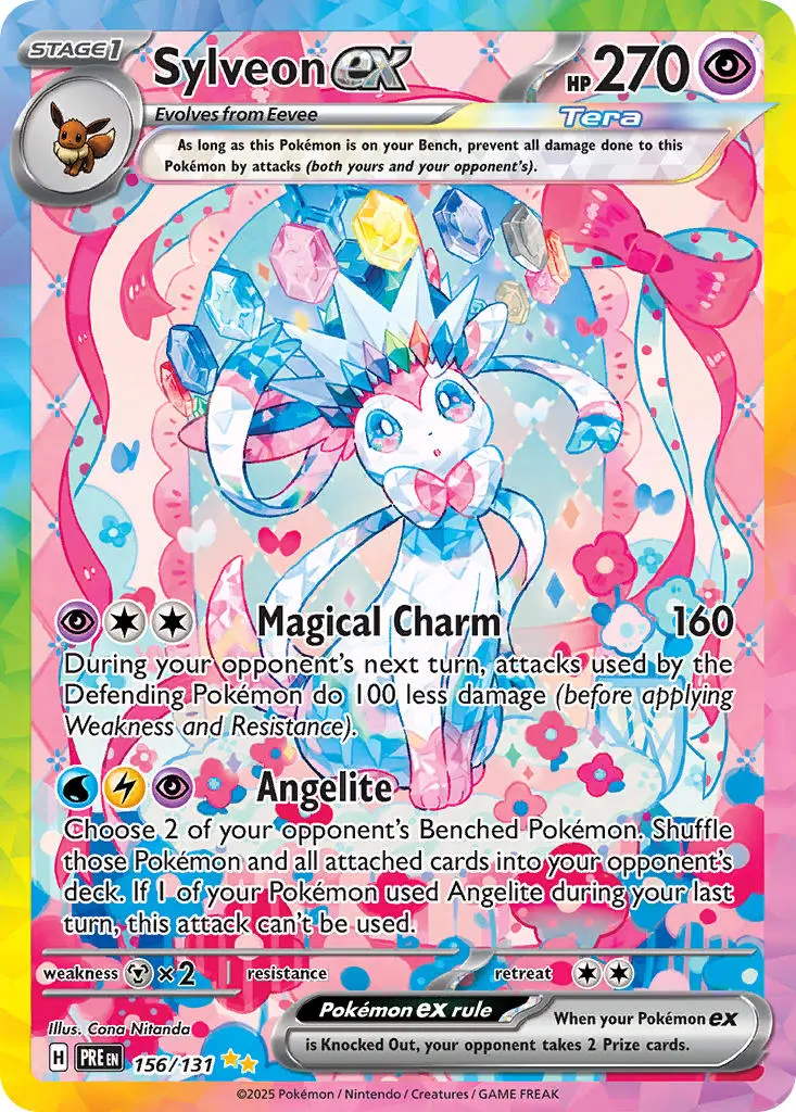 2025 Pokemon Scarlet & Violet Prismatic Evolutions Sylveon EX #156