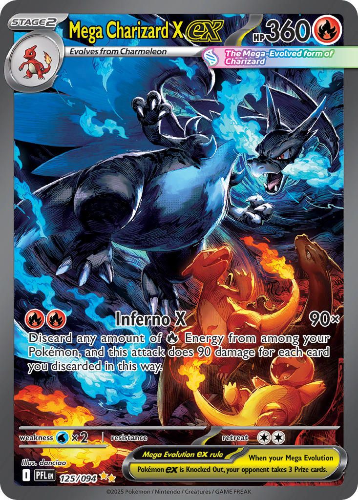 2025 Pokemon Mega Evolution Phantasmal Flames Mega Charizard X EX #125