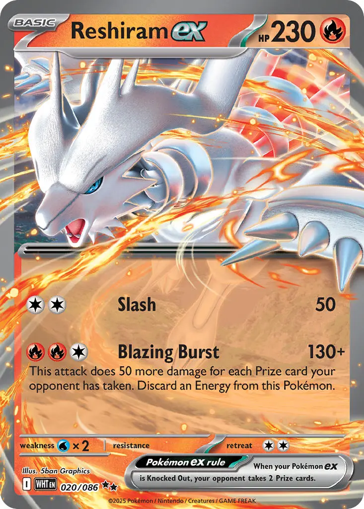 2025 Pokemon Scarlet & Violet White Flare Reshiram EX #20