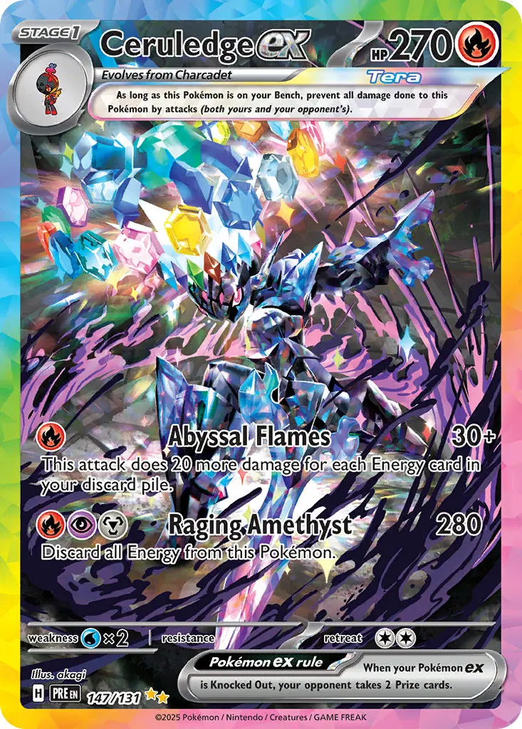 2025 Pokemon Scarlet & Violet Prismatic Evolutions Ceruledge EX #147
