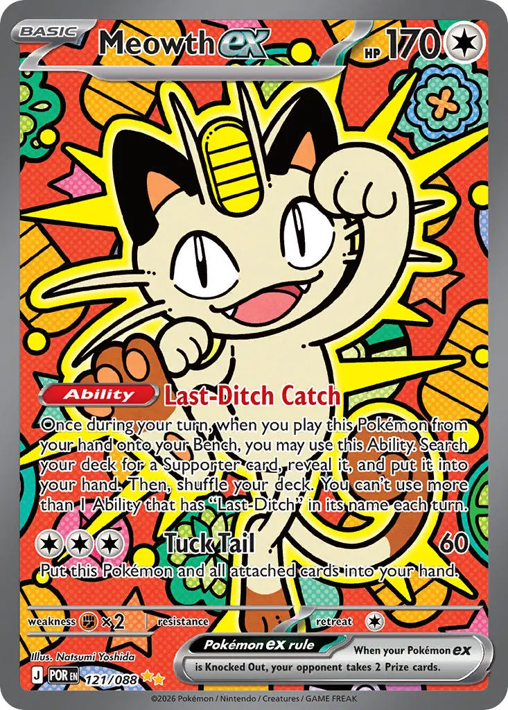 2026 Pokemon Mega Evolution Perfect Order Meowth EX #121 BGS 10