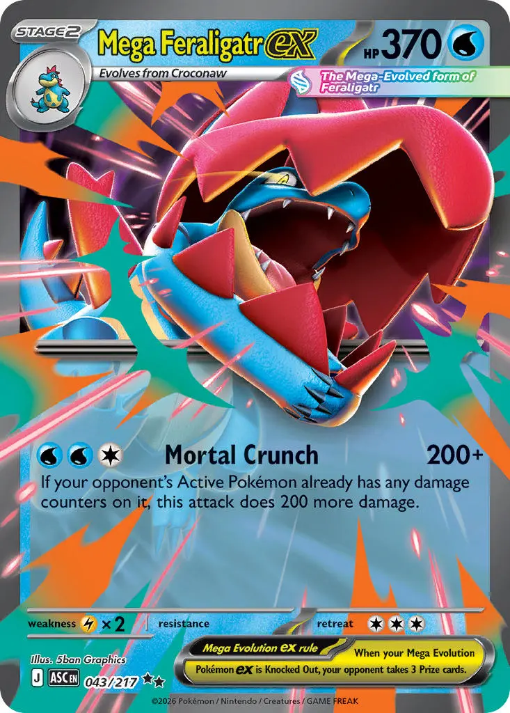 2026 Pokemon Mega Evolution Ascended Heroes Mega Feraligatr EX #43