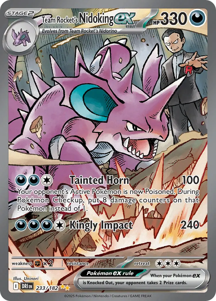 2025 Pokemon Scarlet & Violet Destined Rivals Team Rocket's Nidoking EX #233