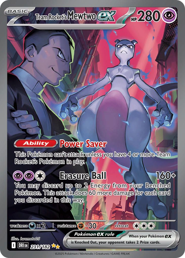 2025 Pokemon Scarlet & Violet Destined Rivals Team Rocket's Mewtwo EX #231