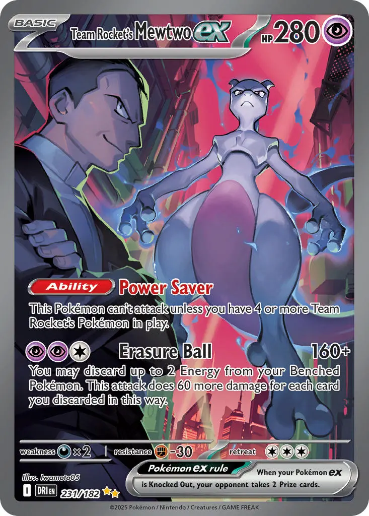 2025 Pokemon Scarlet & Violet Destined Rivals Team Rocket's Mewtwo EX #231