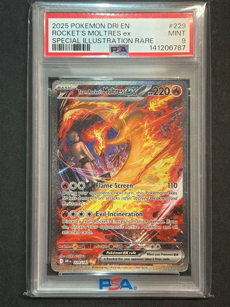 Team Rocket's Moltres ex Destined Rivals #229/182 PSA 9